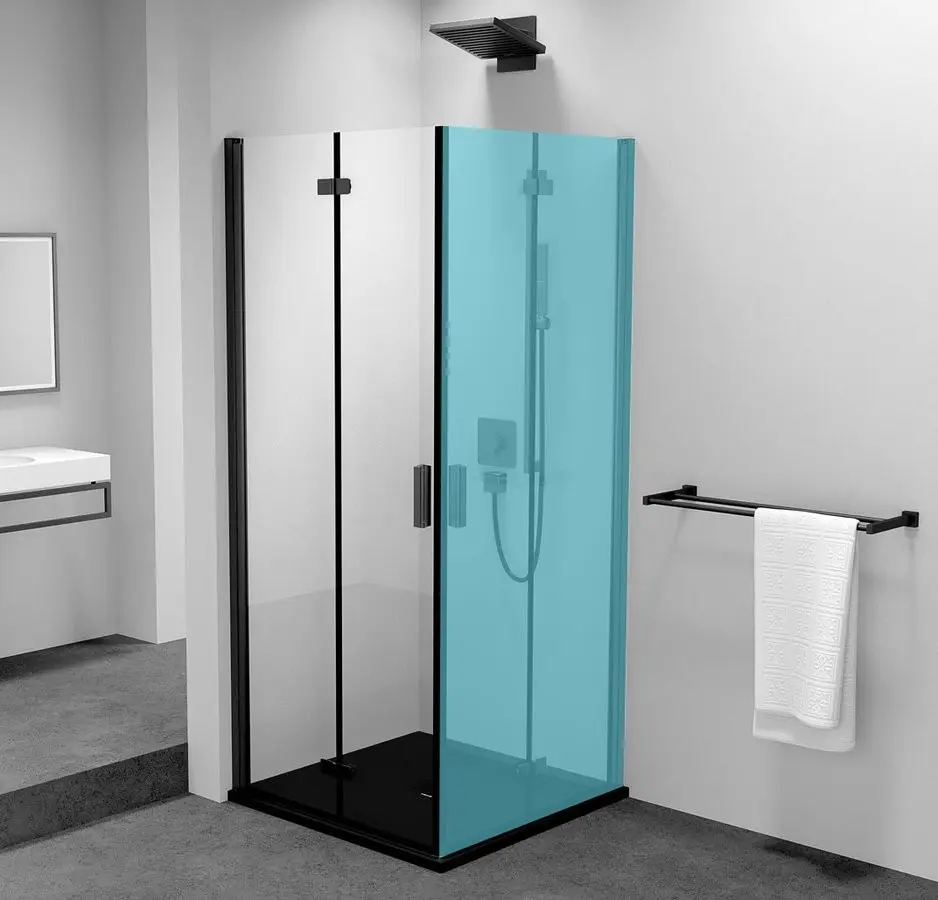 Polysan Zoom Black - Sprchové dveře skládací 80x200 cm, levé, Antidrop, čiré sklo/matná černá ZL4815BL