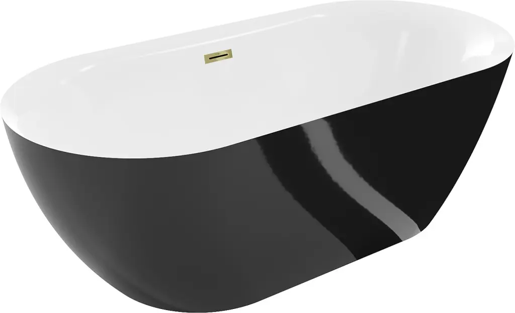 MEXEN/S Roxy volně stojící vana 170 x 80, bílá/černá, sifon a přepad zlatá 51201708075-50