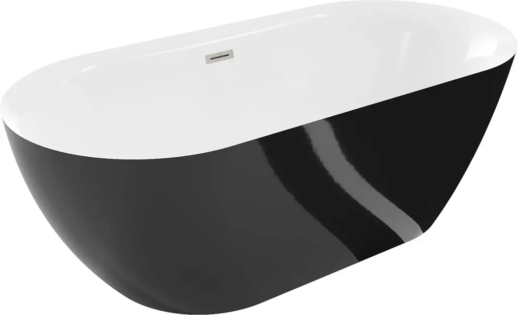 MEXEN/S Roxy volně stojící vana 170 x 80, bílá/černá, sifon a přepad nikl kartáčovaná 51201708075-97