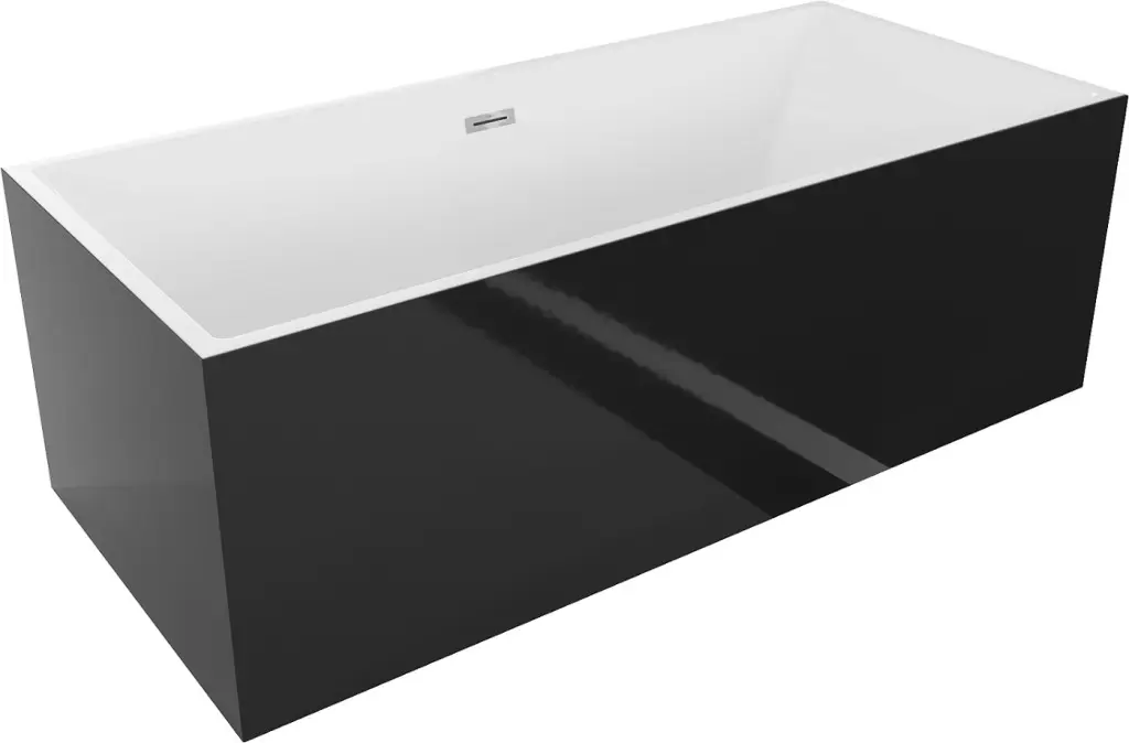 MEXEN/S Vigo volně stojící vana 178,5 x 80, bílá/černá, sifon a přepad chrom 51251788075-01