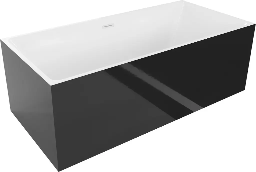 MEXEN/S Nita volně stojící vana 170 x 80, bílá/černá, sifon a přepad bílá 52091708075-20
