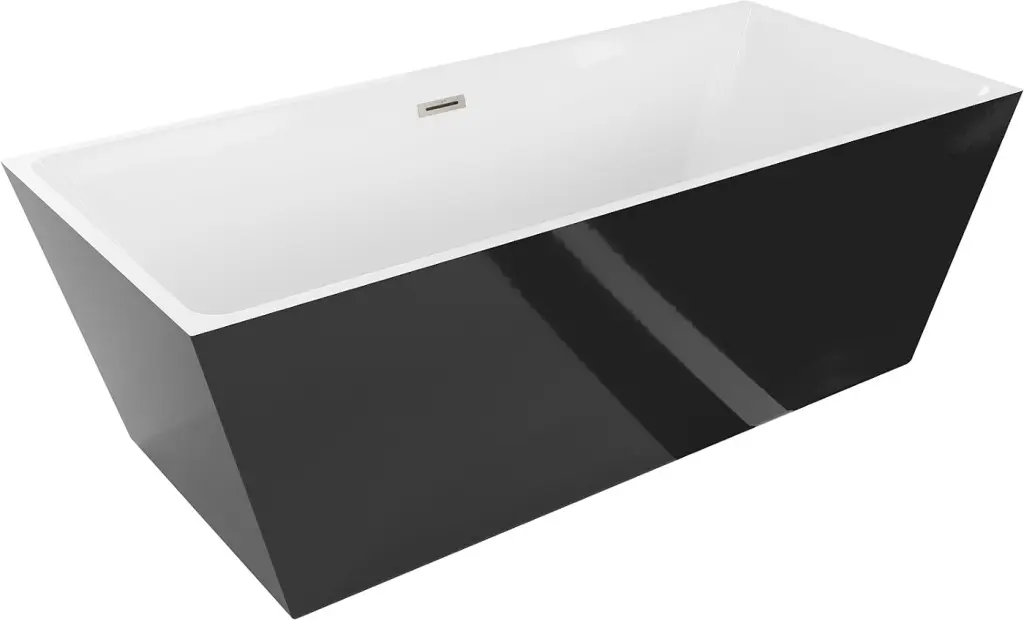 MEXEN/S Lita volně stojící vana 170 x 75, bílá/černá, sifon a přepad nikl kartáčovaná 52121707575-97