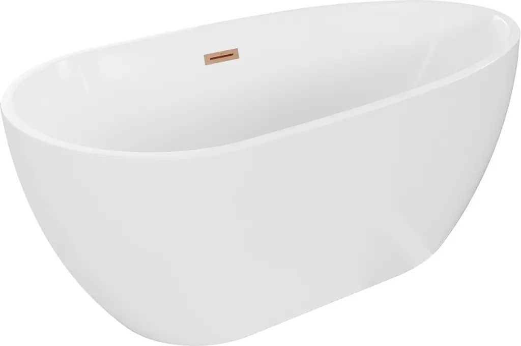 MEXEN/S Eos volně stojící vana 170 x 75, bílá, sifon a přepad měď kartáčovaná 52471707500-65