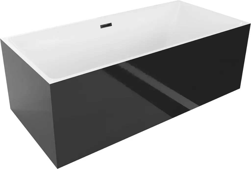 MEXEN/S Nita vana volně stojící 170 x 80, bílá/černá, sifon a přepad černá 52091708075-70