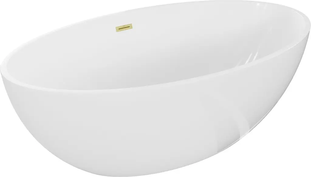 MEXEN/S Nike volně stojící vana 175 x 100, bílá, sifon a přepad zlatá kartáčovaná 54071751000-55