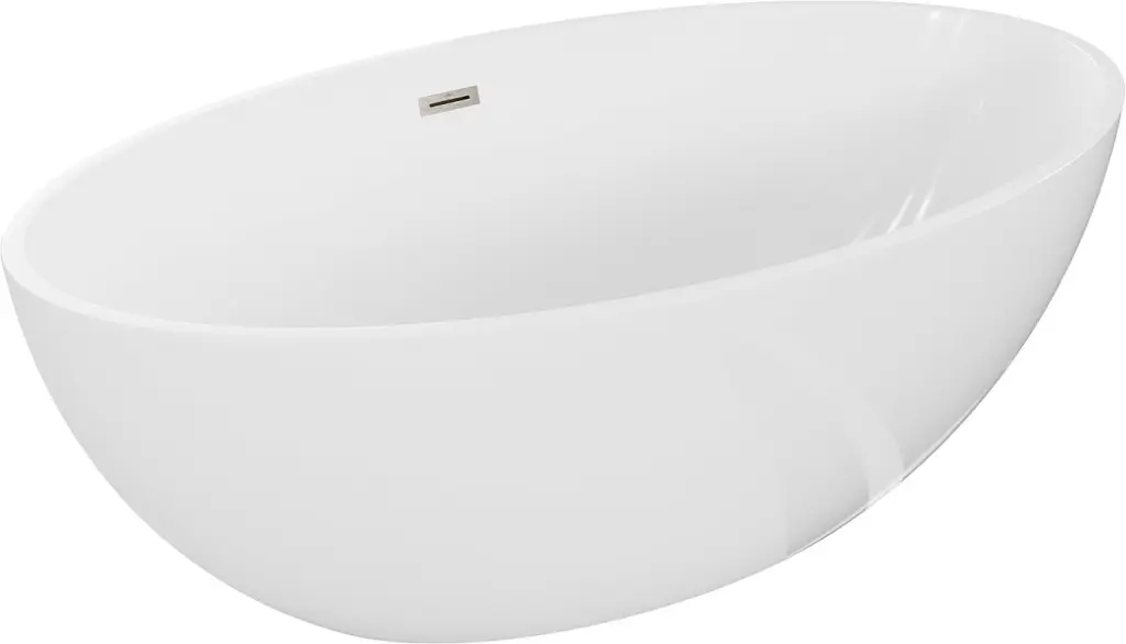 MEXEN/S Nike volně stojící vana 175 x 100, bílá, sifon a přepad nikl kartáčovaná 54071751000-97
