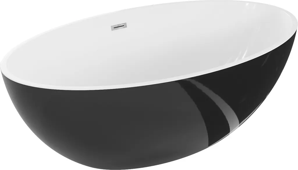 MEXEN/S Nike volně stojící vana 175 x 100, bílá/černá, sifon a přepad chrom 54071751075-01