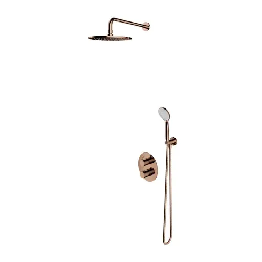 OMNIRES Sprchový set s termostatem pod omítku, s tělesem, průměr 25 cm, 5 proudů, měď SYSYT05CP