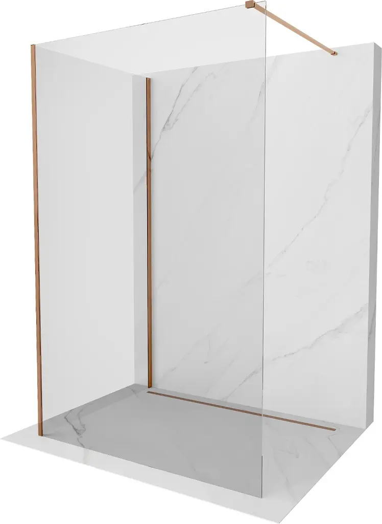 MEXEN/S Kioto Sprchová zástěna WALK-IN 90 x 70, transparent, růžové zlato 800-090-212-60-00-070