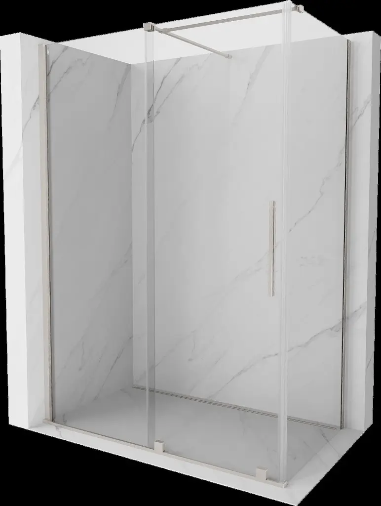 MEXEN/S Velar sprchový kout, posuvné dveře 150 x 75, transparent, nikl kartáčovaná 871-150-075-01-97