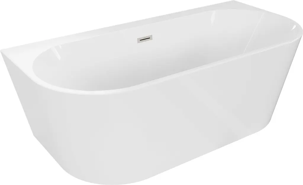 MEXEN/S Oval+ volně stojící vana przyścienna 170 x 80, bílá, sifon a přepad nikl kartáčovaná 52681708000-97