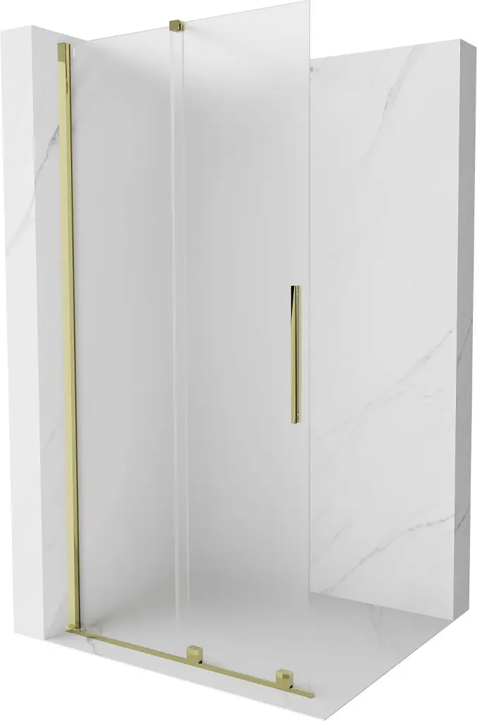 MEXEN/S Velar Sprchová zástěna posuvná Walk-in 90 x 200, dekor 8 mm, zlato 871-090-000-33-50