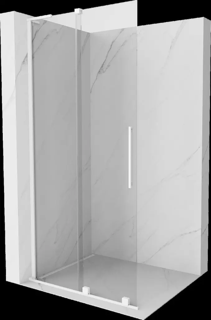 MEXEN/S Velar L Sprchová zástěna posuvná Walk-in 110 x 200, transparent 8 mm, bílá 871-110-003-03-20