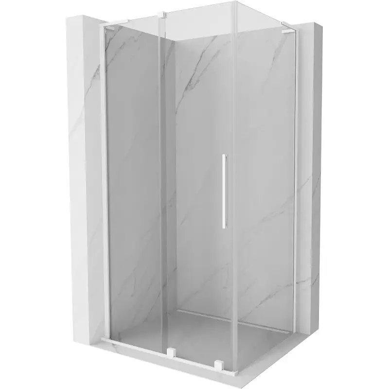 MEXEN/S Velar L sprchový kout, posuvné dveře 100 x 110, transparent, bílá 871-100-110-03-20