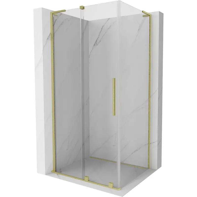 MEXEN/S Velar L sprchový kout, posuvné dveře 100 x 75, transparent, zlato kartáčovaná 871-100-075-03-55
