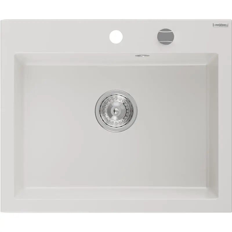 MEXEN Elix granitový dřez 1-miska 600 x 500 mm, bílá, sifon chrom 6525601005-20
