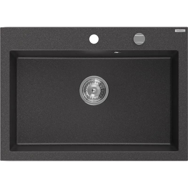 MEXEN Elix granitový dřez 1-miska 700 x 500 mm, černá kropenatá, sifon chrom 6526701005-76