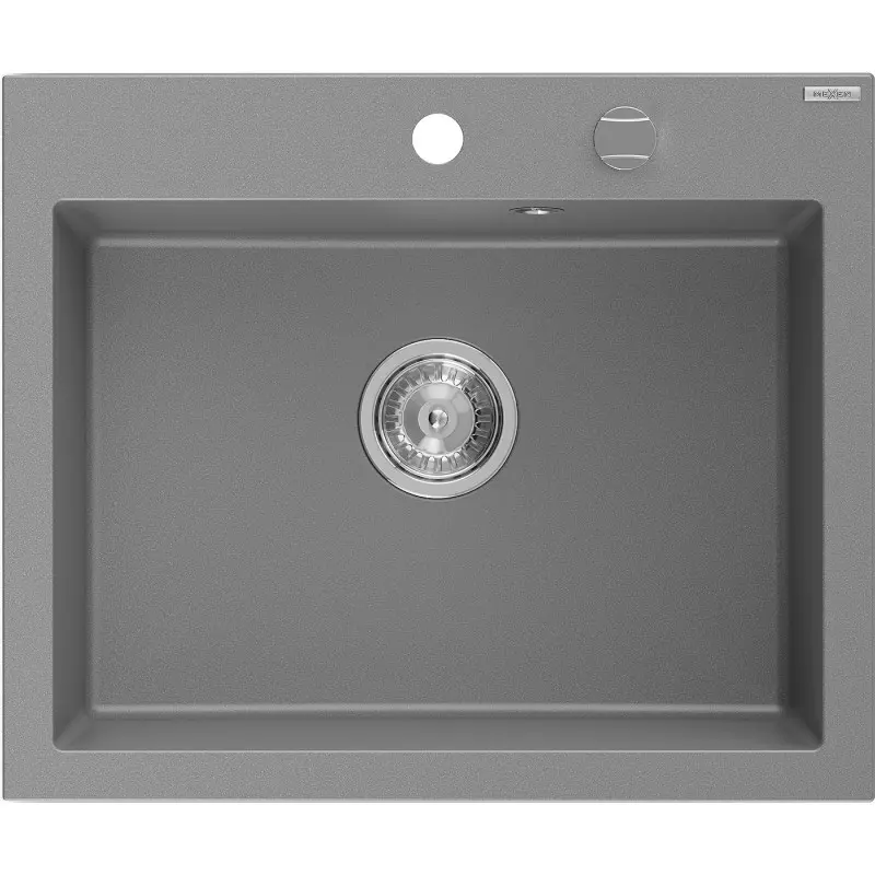 MEXEN Elix granitový dřez 1-miska 600 x 500 mm, šedý, sifon chrom 6525601005-71