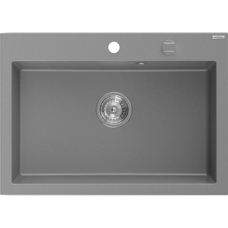 MEXEN Elix granitový dřez 1-miska 700 x 500 mm, šedý, sifon chrom 6526701005-71