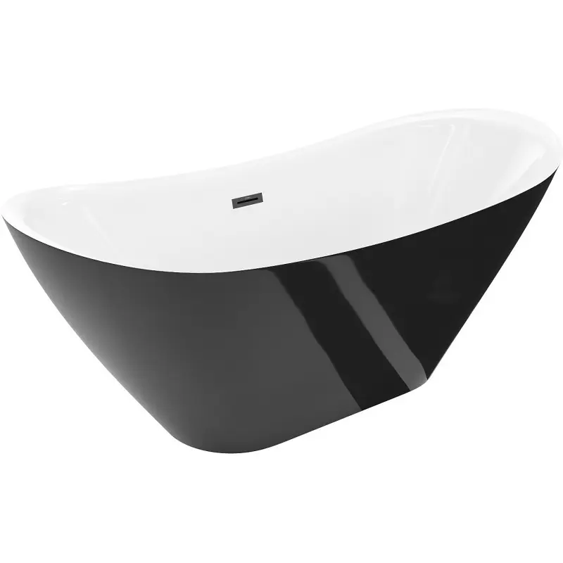 MEXEN/S Lotos volně stojící vana 180 x 75, bílá/černá, sifon a přepad černá 52051807775-70