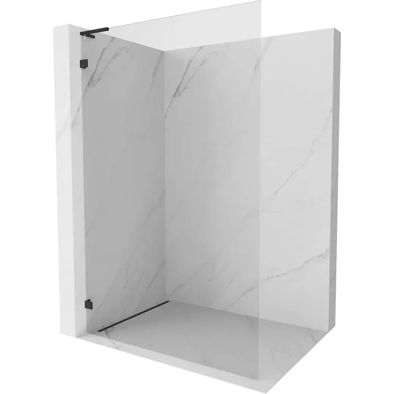 MEXEN/S Lunar L Sprchová zástěna WALK-IN levá 50 x 200, transparent 8 mm, černá 830L-050-000-70-00-L