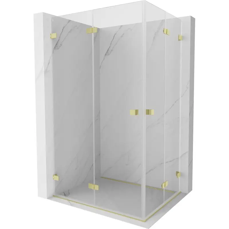 MEXEN/S Lunar-F Duo sprchový kout skládací dveře 100 x 85, transparent, zlato kartáčovaná 836-100L-085P-55-00
