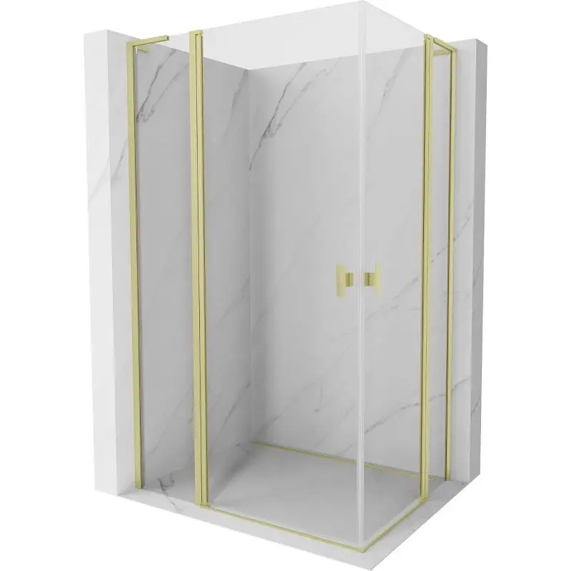 MEXEN/S Mist L Duo sprchový kout dveře křídlové 115 x 105, transparent, zlato kartáčovaná 8A4L-115-105-55-00