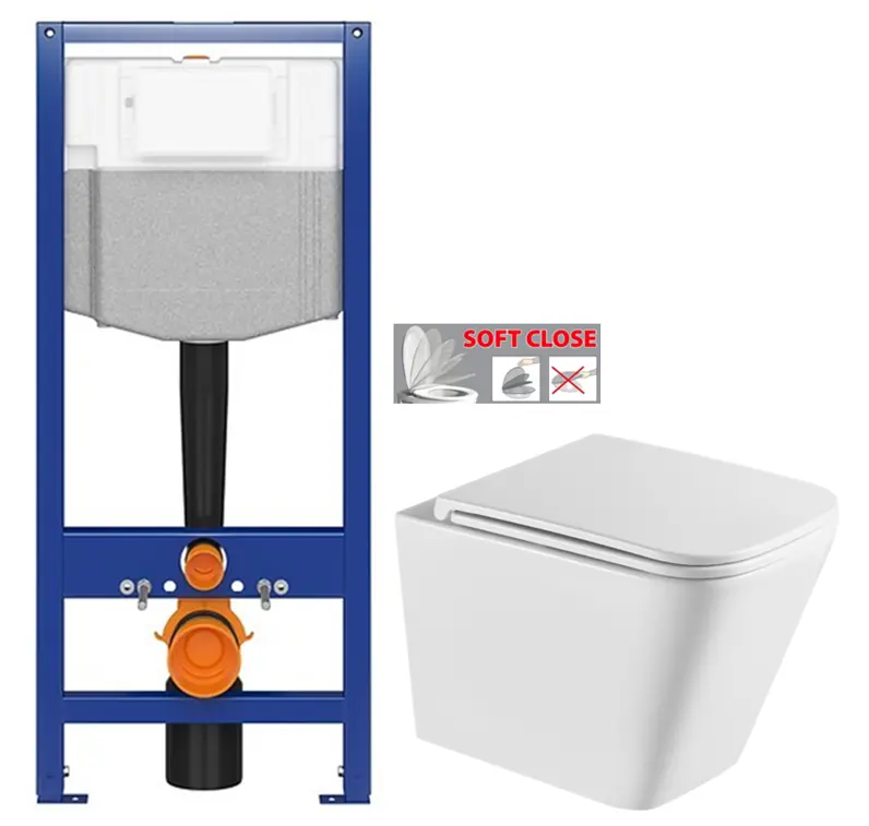 AKCE/SET - CERSANIT předstěnový instalační systém bez tlačítka + WC INVENA FLORINA /VÍROVÉ SPLACH/ WITH SOFT, včetně soft/close sedátka K97-526 X FL1