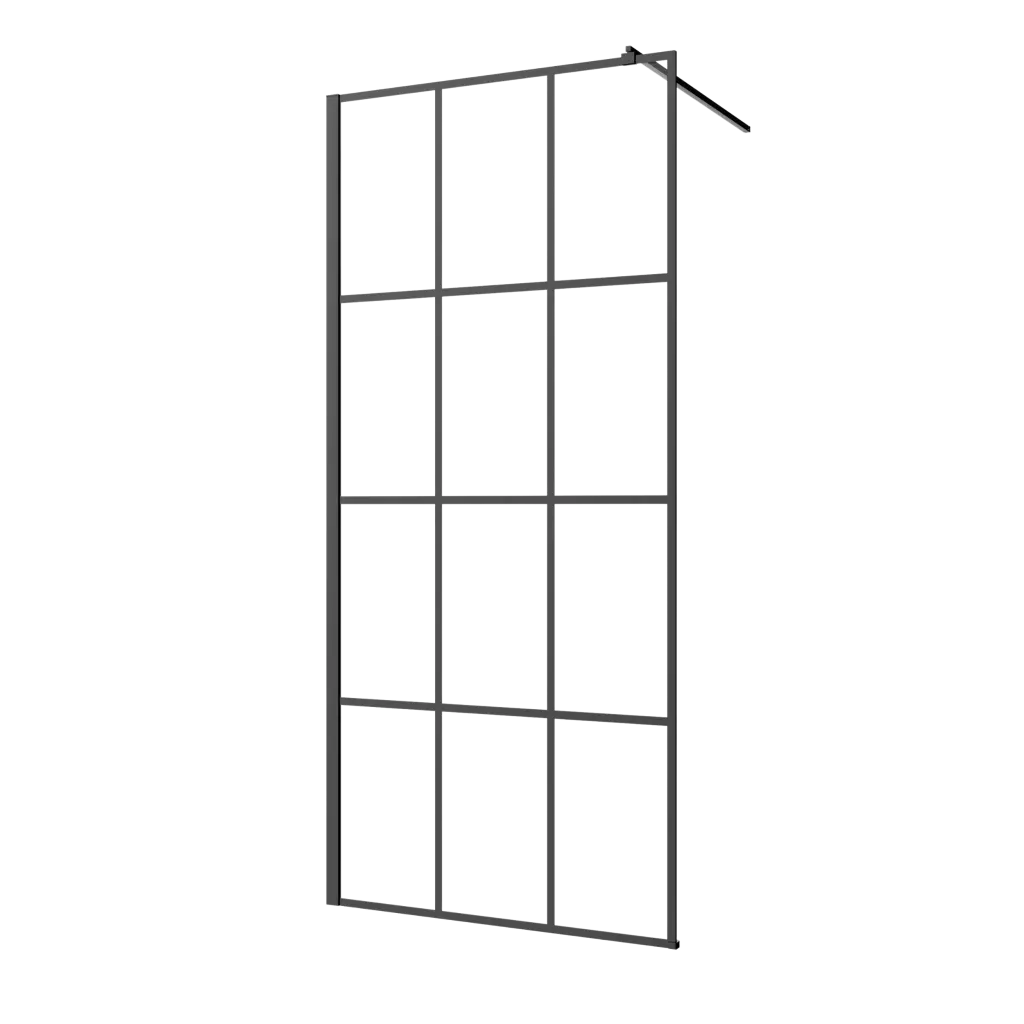 INVENA Walk-in II 90x200cm, geometrická 8mm shiny-glass, černá AK-32-197-S
