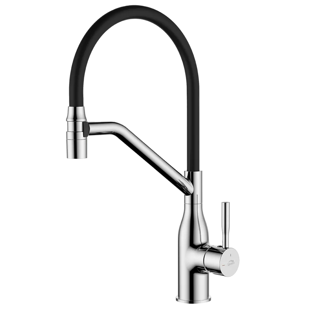 Laveo Dřezová baterie Colina s flexibilním raménkem a 2-funkční sprškou - BCO_778D, černá mat/chrom
