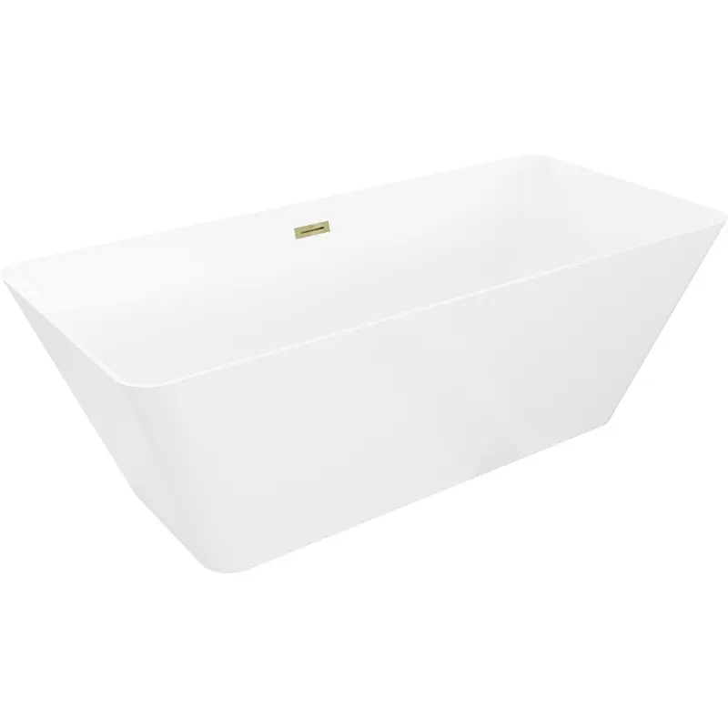 MEXEN/S Velo Slim volně stojící vana 170 x 75, bílá, sifon a přepad zlatá 52811707500-50