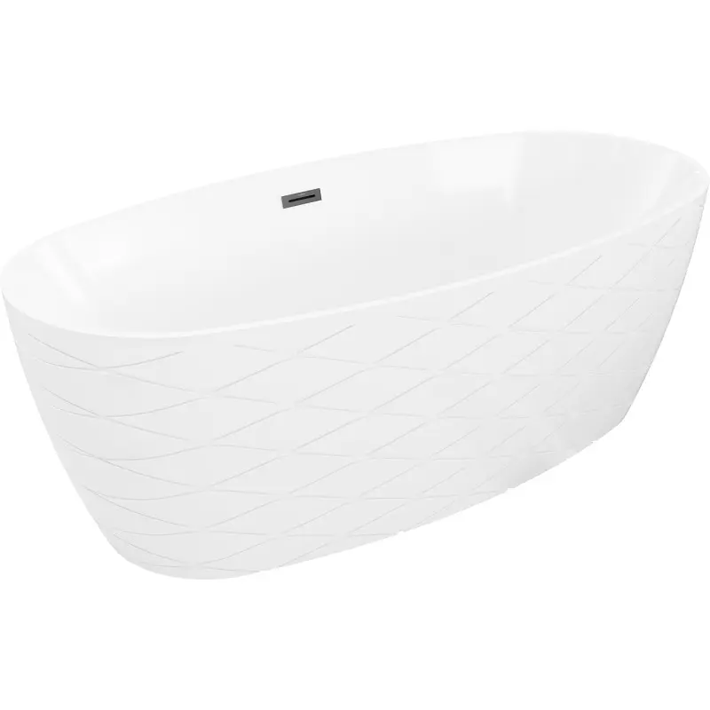 MEXEN/S Olea volně stojící vana vzor 170 x 80, bílá, sifon a přepad černá 52821708000-70