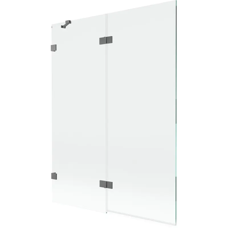 MEXEN/S Lunar vanová zástěna 2-křídlová levá 130 x 150, transparent, grafit metal 897-130-100-95-00-L