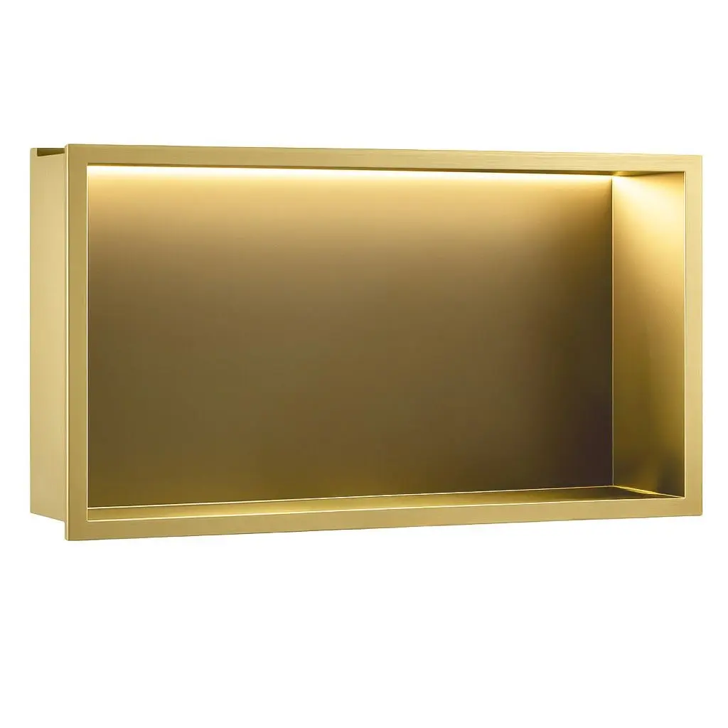 REA VESTAVNÁ KOUPELNOVÁ POLICE LED 30x60 brush gold REA-08543
