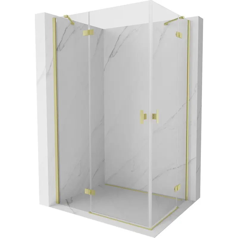 MEXEN/S Mist H Duo sprchový kout dveře křídlové 100 x 95, transparent, zlato kartáčovaná 8A5-100L-095P-55-00