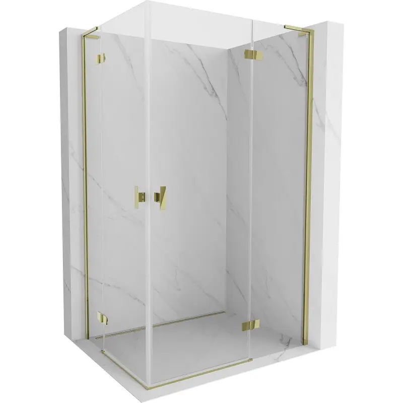 MEXEN/S Mist-H L Duo sprchový kout dveře křídlové 75 x 110, transparent, zlato 8A5L-075L-110P-50-00