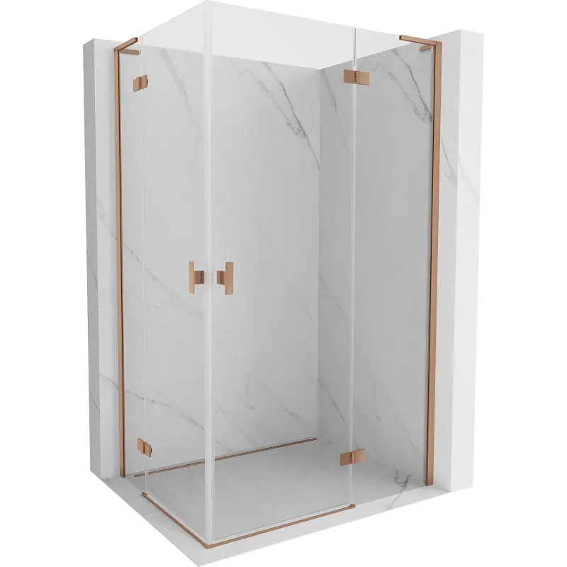 MEXEN/S Mist-H L Duo sprchový kout dveře křídlové 90 x 100, transparent, měď kartáčovaná 8A5L-090L-100P-65-00