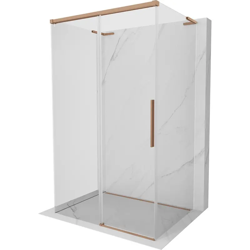 MEXEN/S Rox-3S L sprchový kout 3 stěnný , posuvný 160 x 70, transparent, měď kartáčovaná 8C2L-160-070-65-00-3S