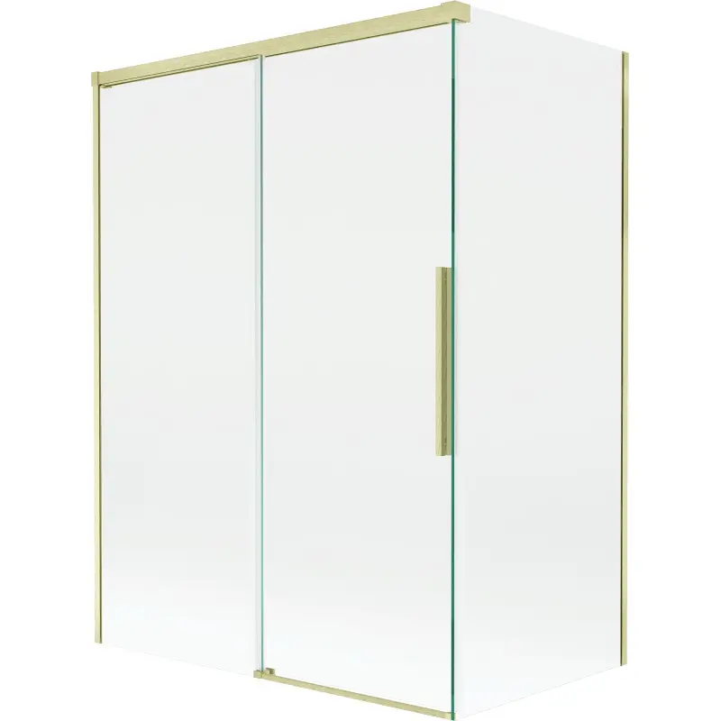MEXEN/S Rox vanová zástěna 2-křídlová posuvná 120 + 70 x 150, transparent, zlatá kartáčovaná 8C9-120-070-55-00