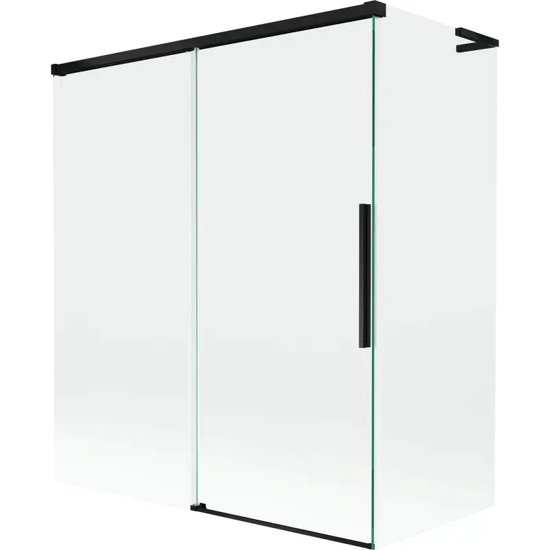 MEXEN/S Rox L vanová zástěna 2-křídlová posuvná 140 + 70 x 150, transparent, černá 8C9L-140-070-70-00