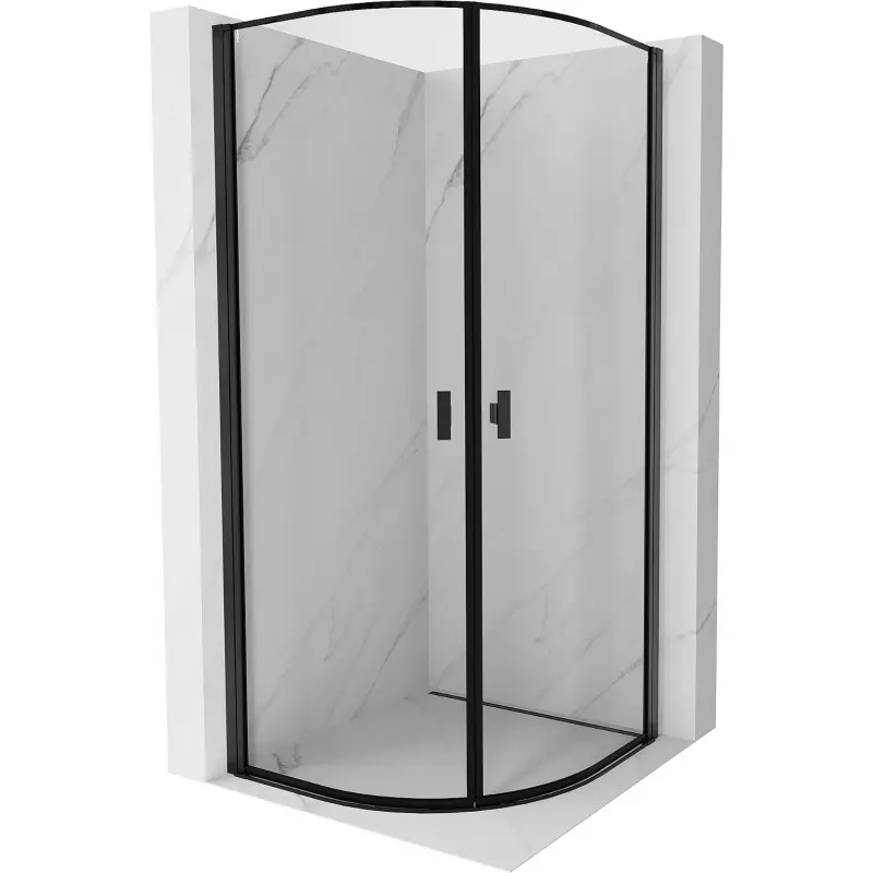 MEXEN MIST dveřní část čtvrtkruhová (2d) 70x70x200 cm 6mm černá, okraj 8A31-070-070-70-70