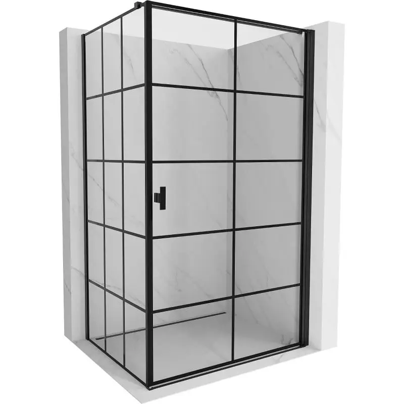 MEXEN/S Mist-B sprchový kout dveře křídlové pravá 90 x 95, černá kratka, černá 8A2T-090-095-70-77-P