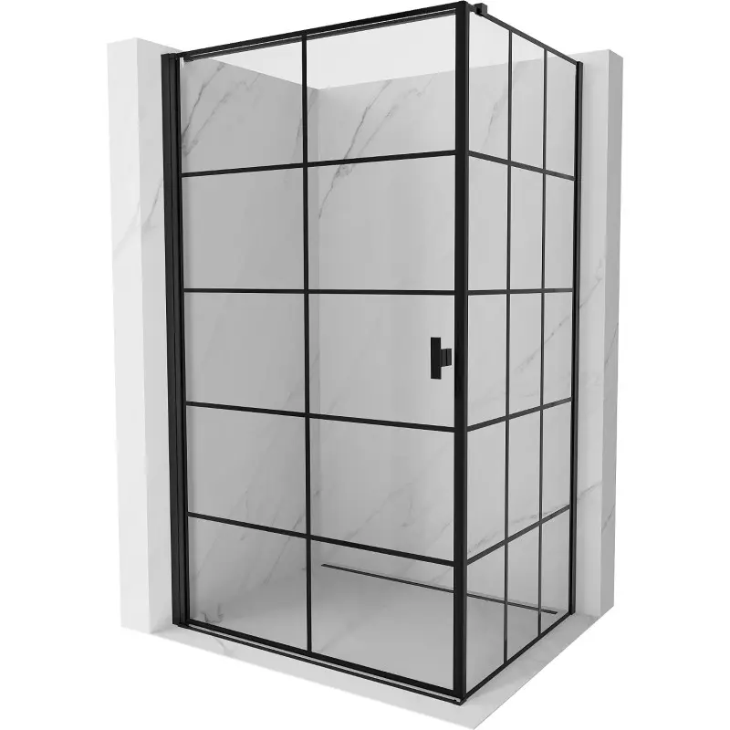 MEXEN/S Mist-B sprchový kout dveře křídlové levá 100 x 80, černá kratka, černá 8A2T-100-080-70-77-L
