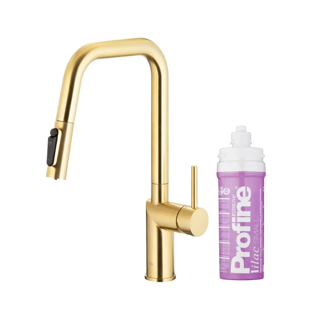 KFA Duero pure style, filtrující, s otočnou výtokovou armaturou, PVD broušené světlé zlato + profine lilac s 6623-315-39