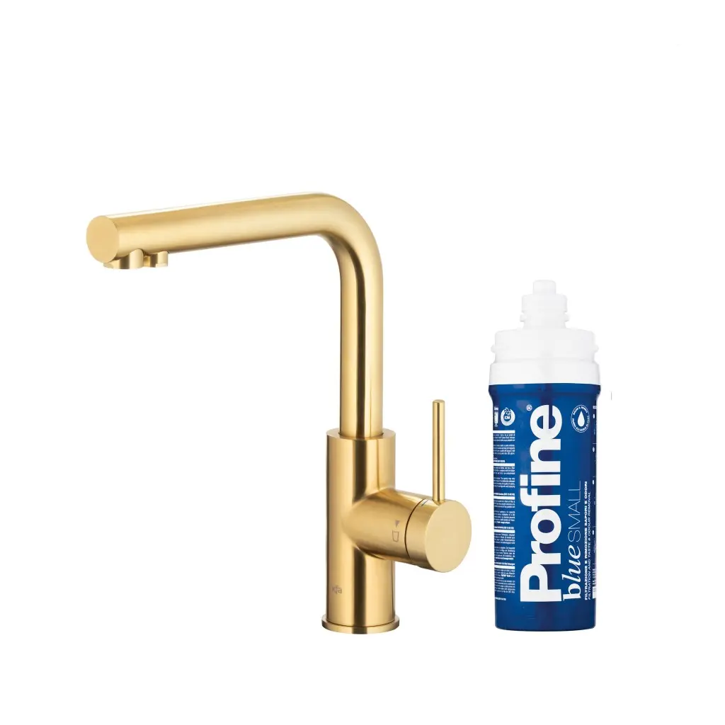 KFA Duero pure basic, filtrující s otočnou výtokovou armaturou, broušené světlé zlato + profine blue s 6623-913-39