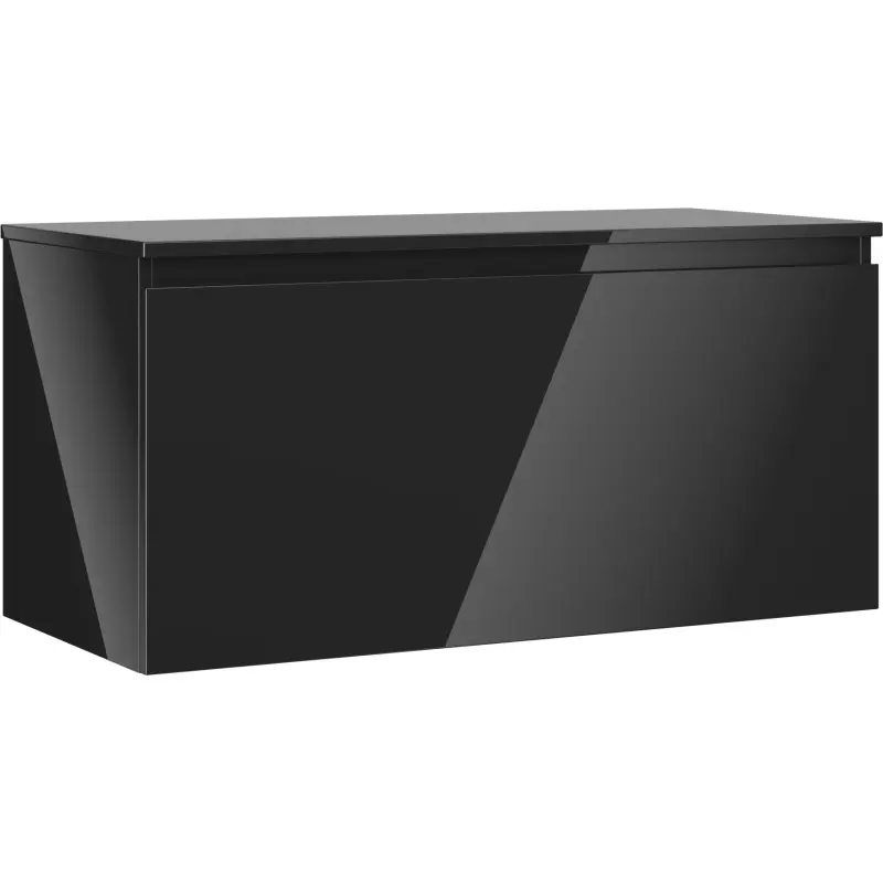 MEXEN/S Orio koupelnová skříňka pod umyvadlo 100 cm s deskou, 1 šuplík, černá lesk 91A10-10047-1-BFC70