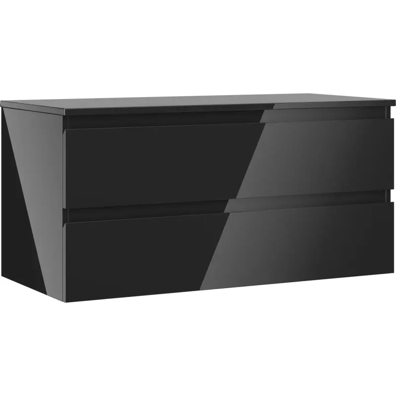MEXEN/S Orio koupelnová skříňka pod umyvadlo 100 cm s deskou, 2 zásuvky, černá lesk 91A10-10047-2-BFFC70