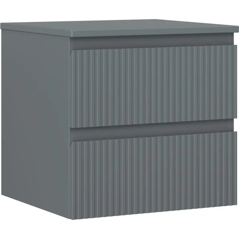 MEXEN/S Rivel koupelnová skříňka pod umyvadlo 50 cm s deskou, 2 zásuvky, reliéf , grafit mat 91A20-05047-2-BFFC66