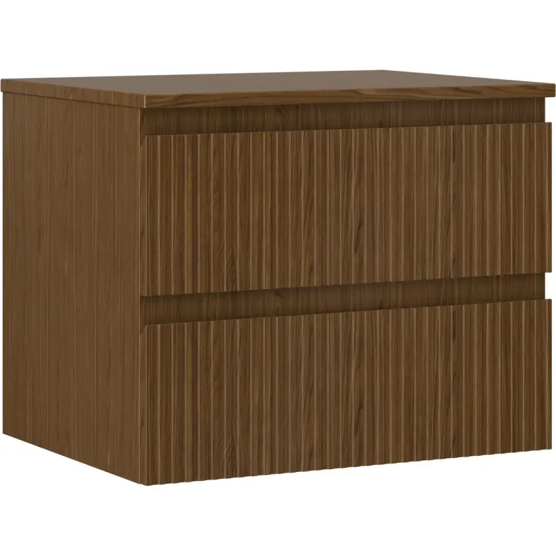MEXEN/S Rivel koupelnová skříňka pod umyvadlo 60 cm s deskou, 2 zásuvky, reliéf , ořech 91A20-06047-2-BFFC86