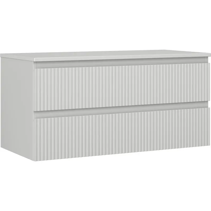 MEXEN/S Rivel koupelnová skříňka pod umyvadlo 100 cm s deskou, 2 zásuvky, reliéf , šedá mat 91A20-10047-2-BFFC62